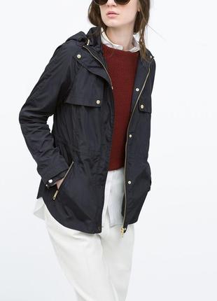 Нейлонова куртка zara, чорна куртка вітровка, коротка легка парка зара, чёрная ветровка зара, нейлоновая куртка