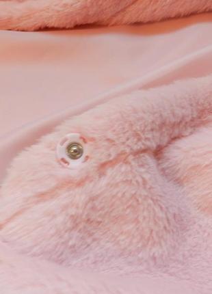 ✅нежно розовая шубка халат из эко меха демисезон4 фото
