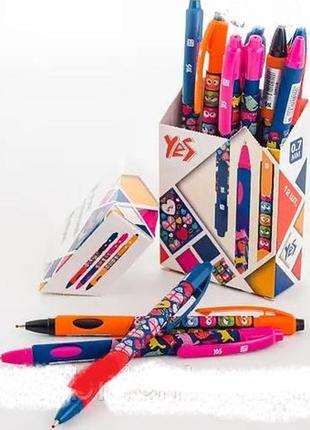 Ручка -тренажер "yes"масляная синяя 0,7мм покриття софт-тач типа бархат.