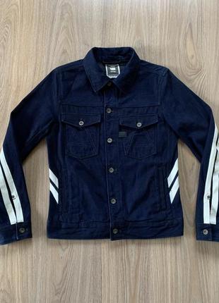 Мужская джинсовая куртка с прорезиненным принтом g-star raw