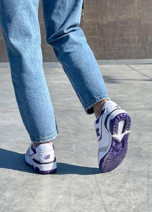 Жіночі шкіряні білі з  фіолетовим кросівки new balance 550🆕 нью баланс 5506 фото