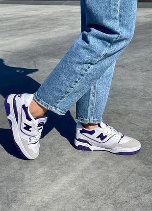 Жіночі шкіряні білі з  фіолетовим кросівки new balance 550🆕 нью баланс 5509 фото