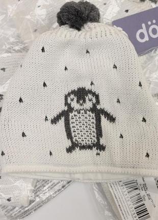 Шапочка с пингвинчиком для малыша doll (немечанка)