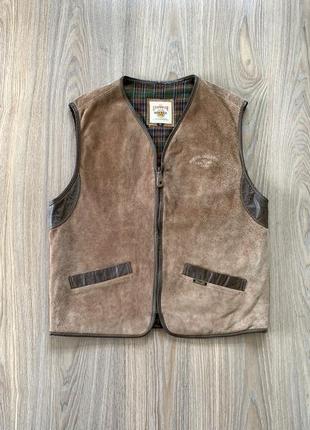 Мужская винтажная кожаная жилетка diesel leather