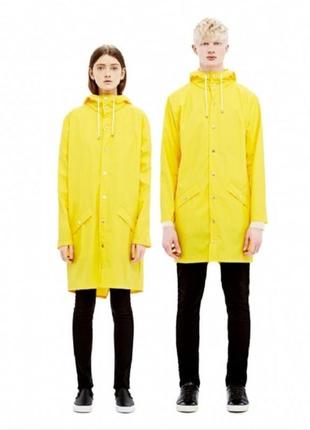 Дощовик водонепроникна куртка жіноча чоловіча бренд rains 1202 long jacket жовтий 04 yellow оригінал.4 фото