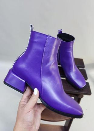 Фиолетовые ботиночки kiki на удобном каблуке кожа звмш осень зима
