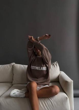 Женский свитшот мокко з надписью на флисе теплый стильный спортивная кофта худи3 фото