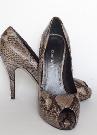 Claude mare италия р. 39 женские туфли peep toe натуральная змеиная кожа питон
