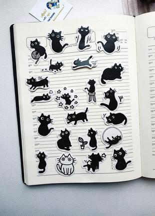 Набір #5 стікерів для скрапбукінга, наліпки, зображення для щоденника блокнот планер котик кіт, кошеня