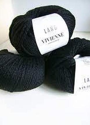 Пряжа для в'язання чорні вовняні нитки lang yarns vivienne merino extra fine switzerland1 фото