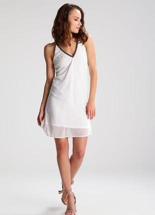 Розпродаж! нове біле легке літнє вільне плаття / шифоновий сарафан з бісером