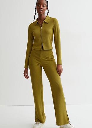 Крутезний костюм в рубчик hm топ кофта бомбер кардиган штани (стиль zara)