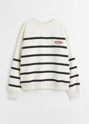 H&m свитшот в полоску світшот молочний