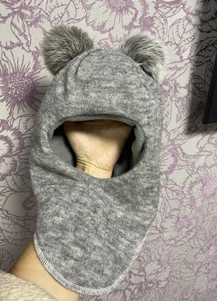 Шапка шлем на флисе 46 натуральные бубоны