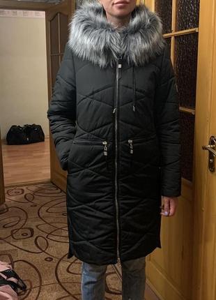 Пуховик nolvit стеганый зимний мех съёмный длинная куртка длинный миди