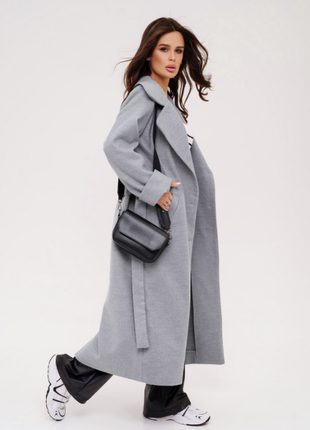 Кашемировое пальто миди классика с поясом деми 2 цвета4 фото
