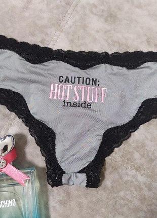Р. м 46 серые трусики с вышивкой в стилі victoria's secret cullote кюлоти танга