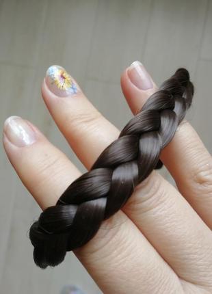 Обруч для волосся коса, колір каштан