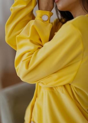 Желтая велюрова пижама желтый велюровый домашний костюм4 фото
