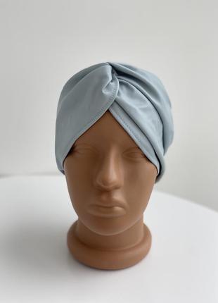 Пов‘язка чалма з екошкіри світло блакитна