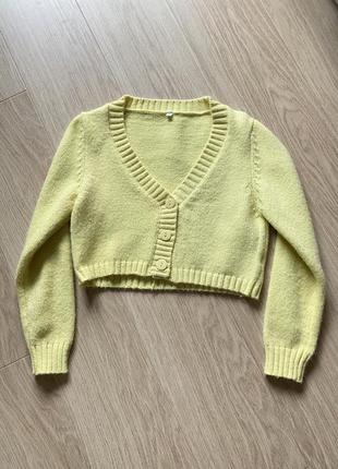 Жовтий короткий кардиган