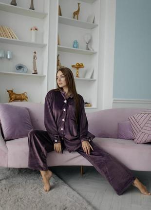 Пурпурная велюрова пижама пурпурный велюровый домашний костюм9 фото