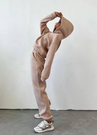 Костюм на флисе с укороченим худи