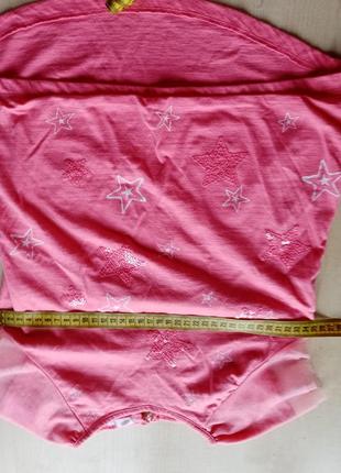Розовая футболка со шлейфом, звездочками и рукавами из фатина5 фото