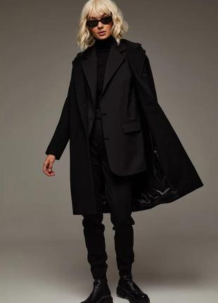 Кашемірове пальто жіноче, чорне3 фото