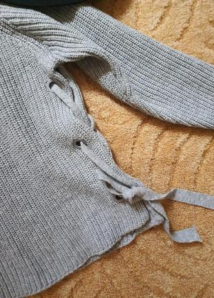 Серый свитер с завязками 4