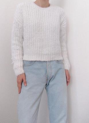 Вязаний светр білий светр sinsay укорочений светр пуловер лонгслів реглан шерстяний светр9 фото