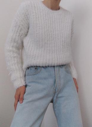 Вязаний светр білий светр sinsay укорочений светр пуловер лонгслів реглан шерстяний светр6 фото