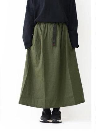 Льняна довга спідниця хакі marks&spencer