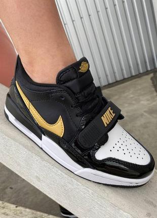 Nike jordan legacy 312 low black gold топові жіночі високі кросівки найк джордан чорні золоті люкс женские черные высокие кроссовки черные золотые6 фото