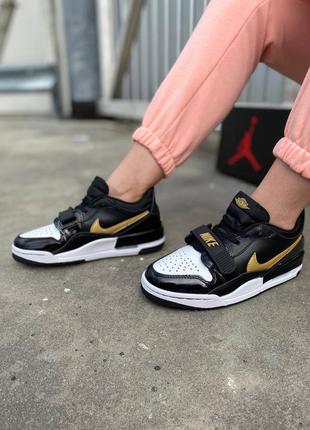 Nike jordan legacy 312 low black gold топові жіночі високі кросівки найк джордан чорні золоті люкс женские черные высокие кроссовки черные золотые8 фото