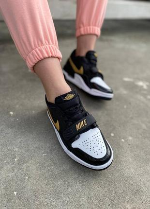 Nike jordan legacy 312 low black gold топові жіночі високі кросівки найк джордан чорні золоті люкс женские черные высокие кроссовки черные золотые7 фото