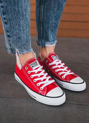 Жіночі кеди converse low red white black line

женские кеди конверси