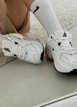 Жіночі кросівки nike m2k tekno white neon green orange7 фото