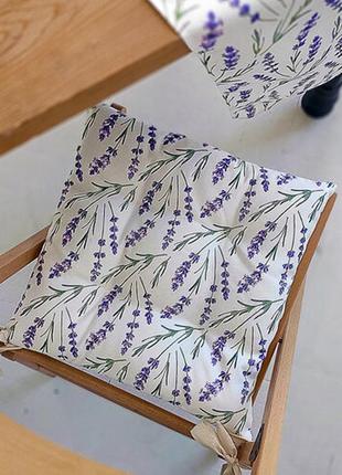 Подушка на стілець із зав'язками лаванда