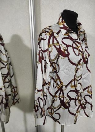 Блуза оверсайз жіноча h&m в стилі hermes зі спущеними рукавами сорочку3 фото
