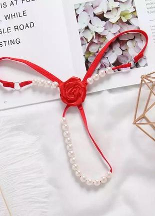 Трусики з перлинками 💋 еротична білизна трусики с бусинками жемчужной нитью t-23🌹