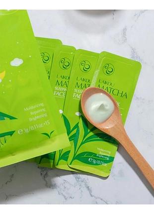 Маска ночная с зелёным чаем laikou matcha sleeping face mask2 фото