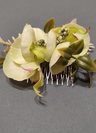 Заколка гребінець з орхідеями,заколка з квітами