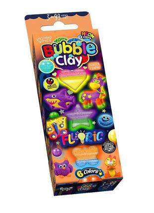 Набор для креативного творчества "bubble clay "fluoric" bbc-fl-6-01u укр