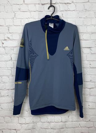 Кофта тренувальна з 1/4 замком в обтяжку олімпійка adidas з візерунком вишиванка