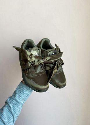 Жіночі темно зелені кросівки puma з бантиком🆕 кроссовки пума1 фото