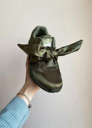 Жіночі темно зелені кросівки puma з бантиком🆕 кроссовки пума3 фото