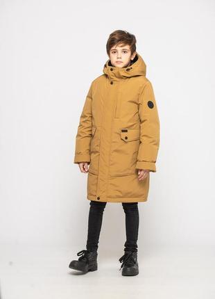 Подовжена зимова куртка для хлопчика брайс / кемел