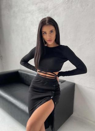 Комплект (топ+юбка миди с разрезом)