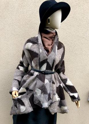 Эксклюзив,кофта,пальто трикотаж-пончо,этно бохо стиль,шерсть,большой размер